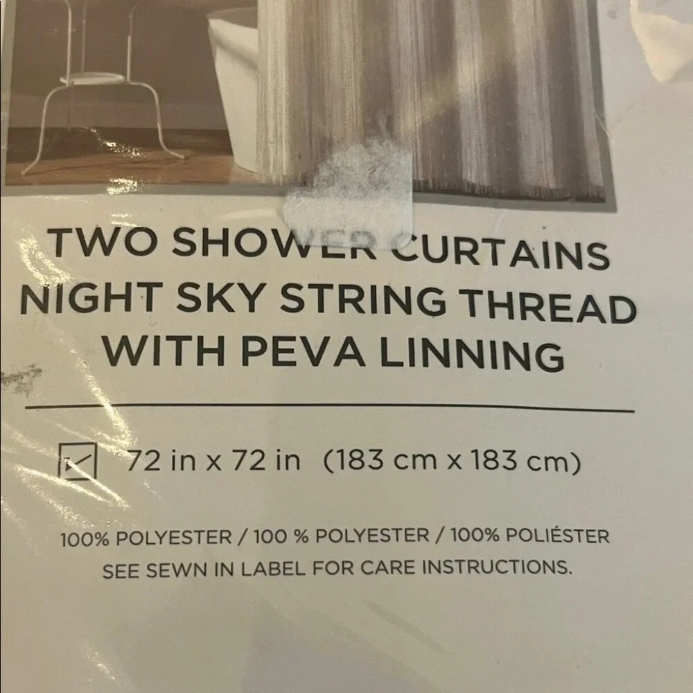 🛁✨ NWOT Lush Decor White “Night Sky String” Shower Curtain | 72” x 72”